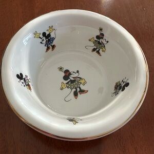 Disney Mickey Mouse Ceramic Bowl - White and Gold